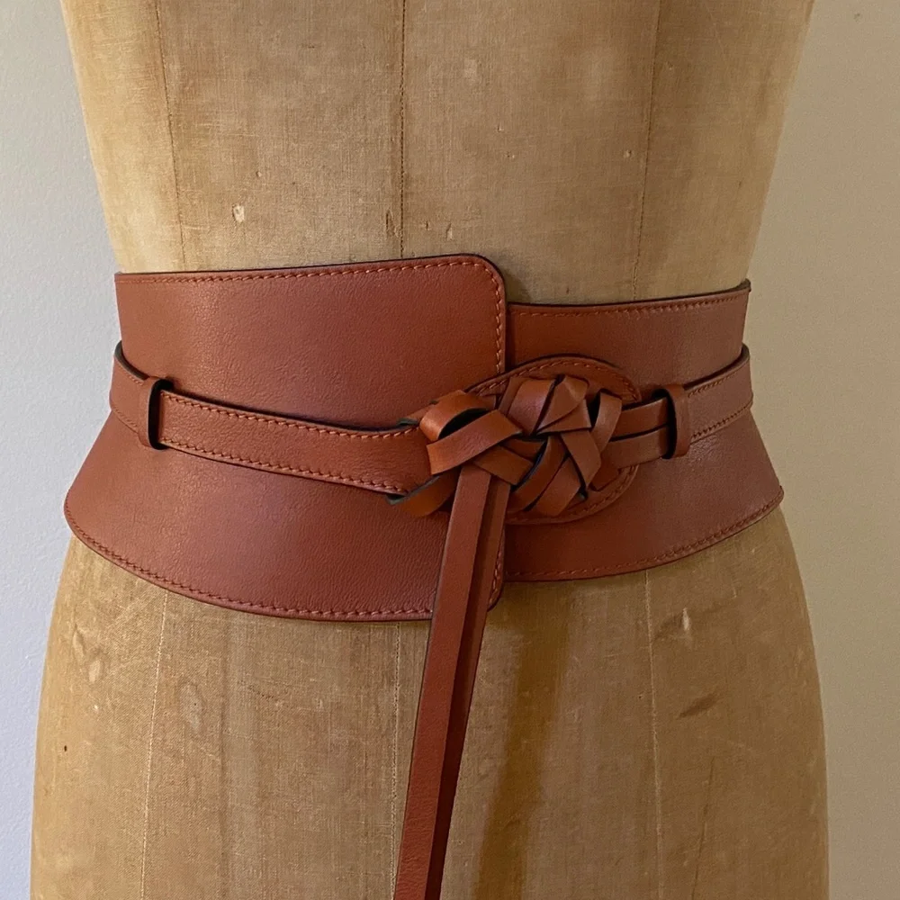 Ulla Johnson Paola Sierra Brown Leather Two In One Belt Size S-M or M-L